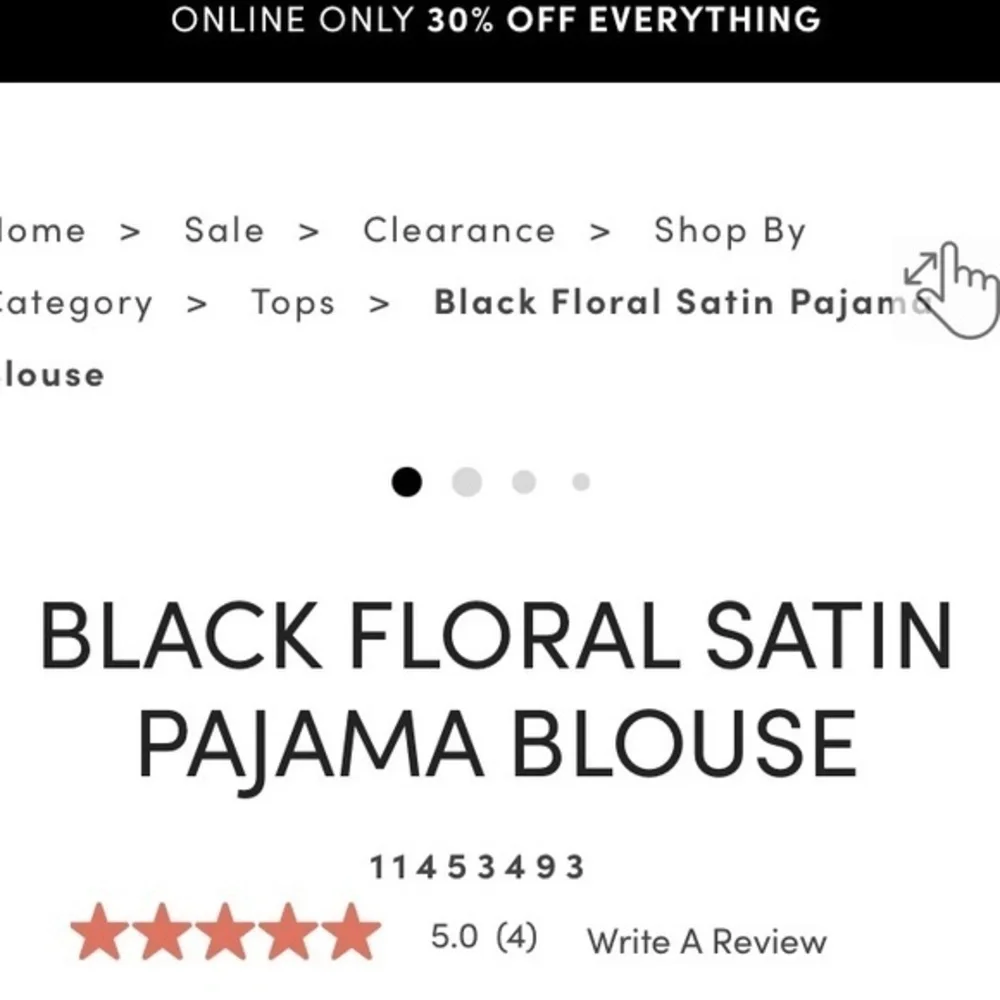 Black Satin Floral Pajama Blouse - Picture 11 of 12